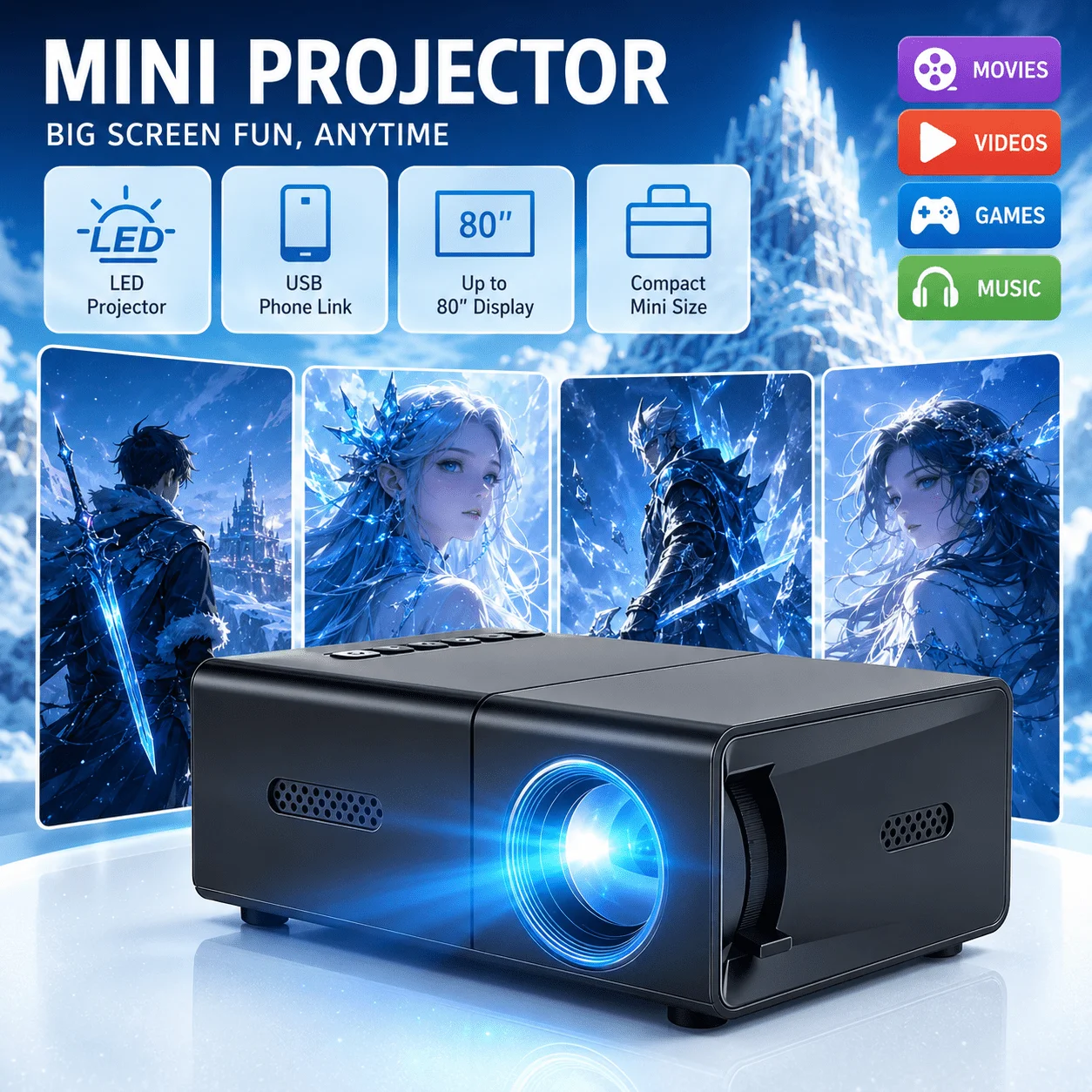 Mini portable projector, compa - Android Tablet Gaming Accessories recension och pris