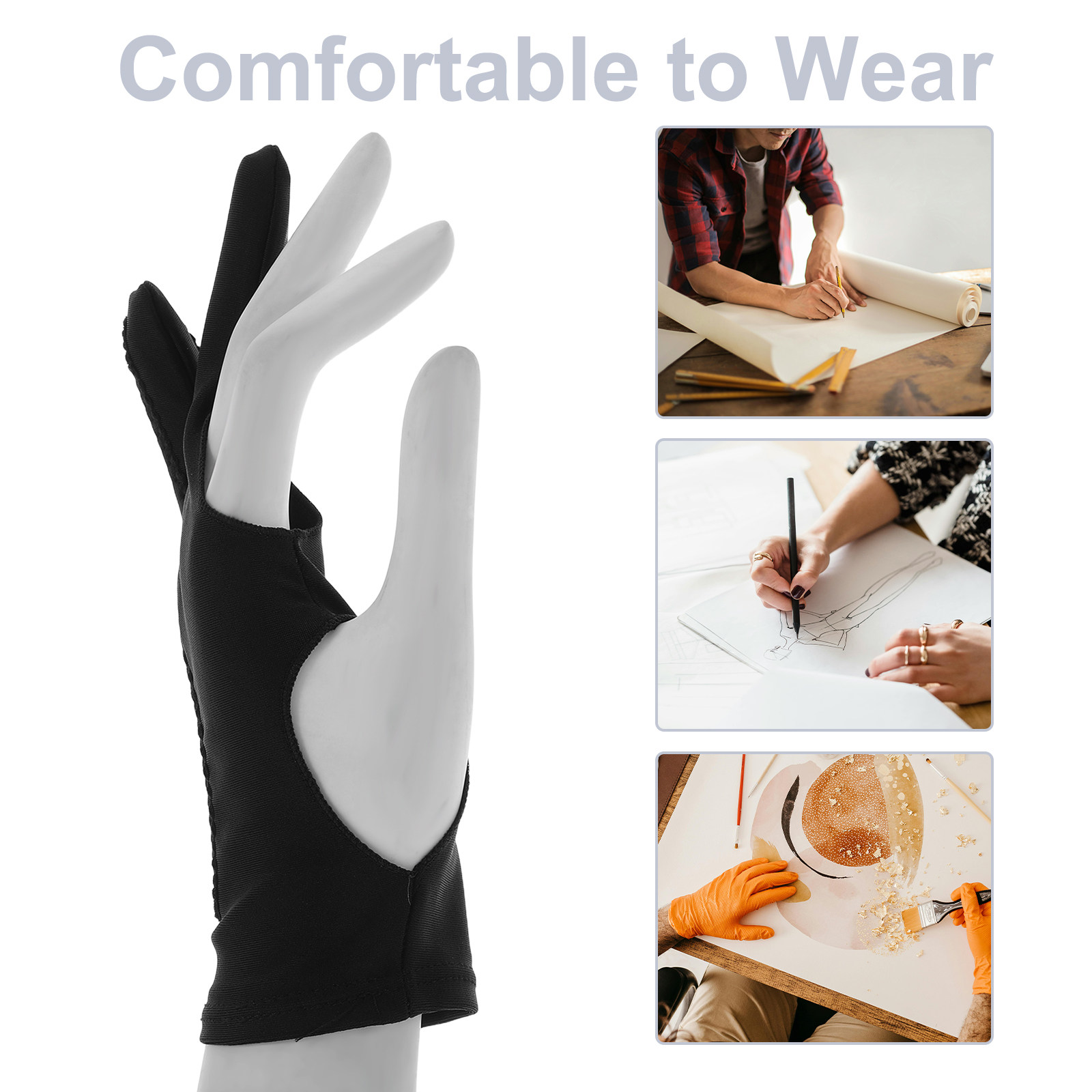 4Pcs Drawing Glove Two Finger  - Drawing Glove Artist recension och pris